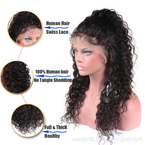 In Stock Water Wave Virgin Cuticle Aligned Brazilian Human Hair Lace Frontal Wigs